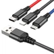 Кабель HOCO X76 USB до iP+Type-C+Micro 2A, 1m, нілон, алюмінієві connectors Black+Red+Blue (6931474768636) - зображення 1