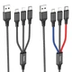 Кабель HOCO X76 USB до iP+Type-C+Micro 2A, 1m, нілон, алюмінієві connectors Black+Red+Blue (6931474768636) - зображення 3