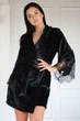 Халат короткий с кружевом Felena Onyx 238 black 52(3XL) Черный - изображение 2
