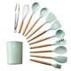 Силіконовий кухонний набір приладдя Kitchen Set 12 предметів (дерево+силікон) м'ятний - зображення 2
