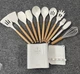 Силиконовый кухонный набор принадлежностей Kitchen Set 13 предметов (дерево+силикон) белый - изображение 1