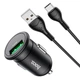 Автомобильное зарядное устройство в прикуриватель Hoco Z43 |1USB, 3A, QC, 18W| Type-C кабель Black - изображение 1