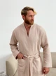 Вафельный халат мужской COSY кимоно без воротника M бежевый 822 - изображение 5