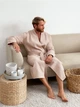 Вафельный халат мужской COSY кимоно без воротника M бежевый 822 - изображение 8