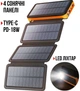 Powerbank (Повербанк) iPower S16 16000мАг PD18W з ліхтарем, та 4 сонячними панелями - зображення 1