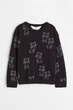 Джемпер черный принт котиков H&M 92см (40001068) - изображение 1