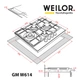 Газовая варочная поверхность для кухни WEILOR GM W614 SS, нержавеющая сталь на 4 конфорки, газ-контроль - изображение 2