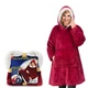 Плед толстовка двухсторонняя халат с капюшоном и рукавами флисовый Huggle Hoodie Blanket 3-в-1 Унисекс Бордовый One Size (D-2019091216) - изображение 2
