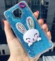 Чехол Glitter для Xiaomi Redmi Note 9 Pro бампер жидкий блеск Заяц подставка Синий - изображение 1