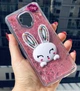 Чехол Glitter для Xiaomi Redmi Note 9 Pro бампер жидкий блеск Заяц подставка Розовый - изображение 1