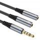 Кабель перехідник mini jack 3,5 mm на виходи навушників та мікрофон Hoco 2in1 audio adapter. Grey - зображення 5