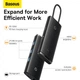 USB хаб на 5 виходів на Type-C із HDMI виходом Baseus Lite Series 5-in-1 (HDMI, 3xUSB 3.0, PD). Black - зображення 2