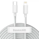 Кабель Baseus Type-C для Lightning Simple Wisdom Data Cable Kit USB to iP PD 20W (комплект з 2 штук) 1.5m (TZCATLZJ-02) White - зображення 4