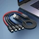 Кабель HOCO X76 USB to iP+iP+Type-C+Micro 2A, 1m, nylon, aluminum connectors Black+Red+Blue (6931474768643) - изображение 4