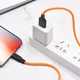 Кабель HOCO X21 Plus USB to iP 2.4A, 1m, silicone, silicone connectors, Black+Orange - изображение 3