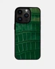 Чохол із темно-зеленої шкіри крокодила Kartell для iPhone 14 Pro Max - зображення 1