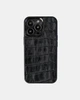 Чохол Kartell із чорного тиснення під крокодила на телячій шкірі для iPhone 13 Pro - зображення 1