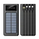Power Bank на солнечной батарее Kamry 30000 mAh с индикатором, двойным фонариком, 2хUSB и встроенные кабеля MicroUSB/Lightning/Type-C/USB Черный - изображение 5