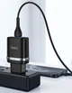 Мережевий зарядний пристрій швидкої зарядки Hoco N1 12 W з LED з USB роз'ємом та LED підсвічуванням порту та кабелем USB to Type-c у комплекті Чорний - зображення 10