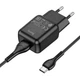 Сетевое зарядное устройство Hoco C96A на 1USB 2.1A с кабелем Type-C Чёрное Пластик - изображение 1