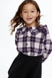 Рубашка H&M 116 см в білу та фіолетову клітинку - зображення 2