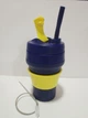 Складана силіконова склянка з кришкою та трубочкою 350 мл Tonna Waist BLUE and YELLOW - зображення 1