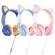 Наушники с микрофоном Hoco W36 Cat ear проводные (AUX, с кошачьими ушками, детские, с оголовьем) - Розовые - изображение 5