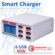 Быстрая зарядная станция WLX-896 / цифровая индикация / 3.5A / 5xUSB / 1xUSB QC3.0 / 40W - изображение 1