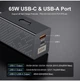 Зарядное устройство USLION GaN 65W Быстрая зарядка ноутбука смартфона павербанка PD Quick Charge +Кабель 100W +3 Переходника - изображение 4
