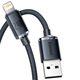 Кабель Baseus Crystal Shine Series Fast Charging Data Cable USB to iP 2.4A 1.2m Black - изображение 1