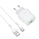 Мережевий зарядний пристрій Hoco C72Q Glorious single port QC3.0 charger set (with Type-C cable) White - зображення 2