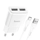 Сетевое зарядное устройство Hoco C88A Star round dual port charger set (with Type-C cable) White - изображение 3