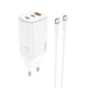 Сетевое зарядное устройство Hoco N16 Scenery 65W three-port (USB + 2USB-C) GaN charger set (Type-C to Type-C cable) White - изображение 1