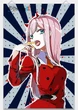 Поп-Арт плакат Аниме постер Let's Play 002 Ноль Два / Zero Two Darling in the Franxx Anime 5 Высота 90 см Ширина 61 см - изображение 1