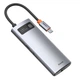 USB-хаб USB Type-C Baseus Metal Gleam Multi-functional 6-in-1 (PD, USB, HDMI, RJ45) (CAHUB-CW0G) Gray - зображення 1