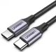 Кабель Ugreen US261 USB Type-C to USB Type-C 60W Round Cable Nickel Plating Aluminum Shell 3A 2 м Black/Gray (50152) - изображение 2
