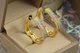 Сережки кільця Xuping Jewelry лілія веселка з камінням 3.4 см лимонне золото - зображення 2
