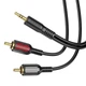 Аудіокабель BOROFONE BL11 3.5mm male to double lotus RCA, PVC, 1,5m, Чорний - зображення 3