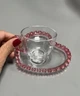 Чашка с блюдцем Olens Розовое сердце для кофе с розовым ободком в виде сердца 200 мл Прозрачный - изображение 2