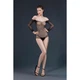 Сітчасте боді зі стразами Moonlight Model 09 XS-L Black, відкриті плечі - изображение 1
