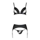 Комплект екошкіри Passion Miley Set black L/XL: трусики, бюстгальтер, пояс для панчіх - зображення 3