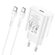 Сетевое зарядное устройство Hoco N22 Type-C PD 25W 3A белое + кабель Type-C to Type-C 1m - изображение 1