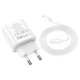 Сетевое зарядное устройство Hoco C80A Plus, USB, Type-C, QC, PD, 20W, белое, кабель Type-C to Type-C - изображение 2