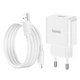 Мережевий зарядний пристрій Hoco C106A, 2.1А, USB, білий + кабель USB to Lightning - зображення 3