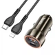 Адаптер автомобильный Hoco Type-C to Lightning Cable Blue whale Car charger set Z46A |1USB/Type-C, PD/QC, 30W/3A| grey - изображение 2