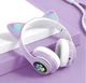 Детские беспроводные bluetooth наушники Cat STN-23M с кошачьими ушками и LED RGB подсветкой Фиолетовые - изображение 4