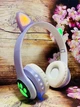 Детские беспроводные bluetooth наушники Cat STN-23M с кошачьими ушками и LED RGB подсветкой Фиолетовые - изображение 8