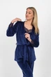 Комплект велюровый женский майка+брюки+короткий халат на запах N.EL.1571-53k XL Темно-синий - изображение 2