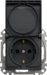 Розетка с заземлением со шторками и крышкой Schneider Electric Sedna Design Черный (SDD114024) - изображение 3