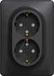Двойная розетка 2P + E с заземляющим контактом Schneider Electric Sedna Design Черный (SDD314221) - изображение 3